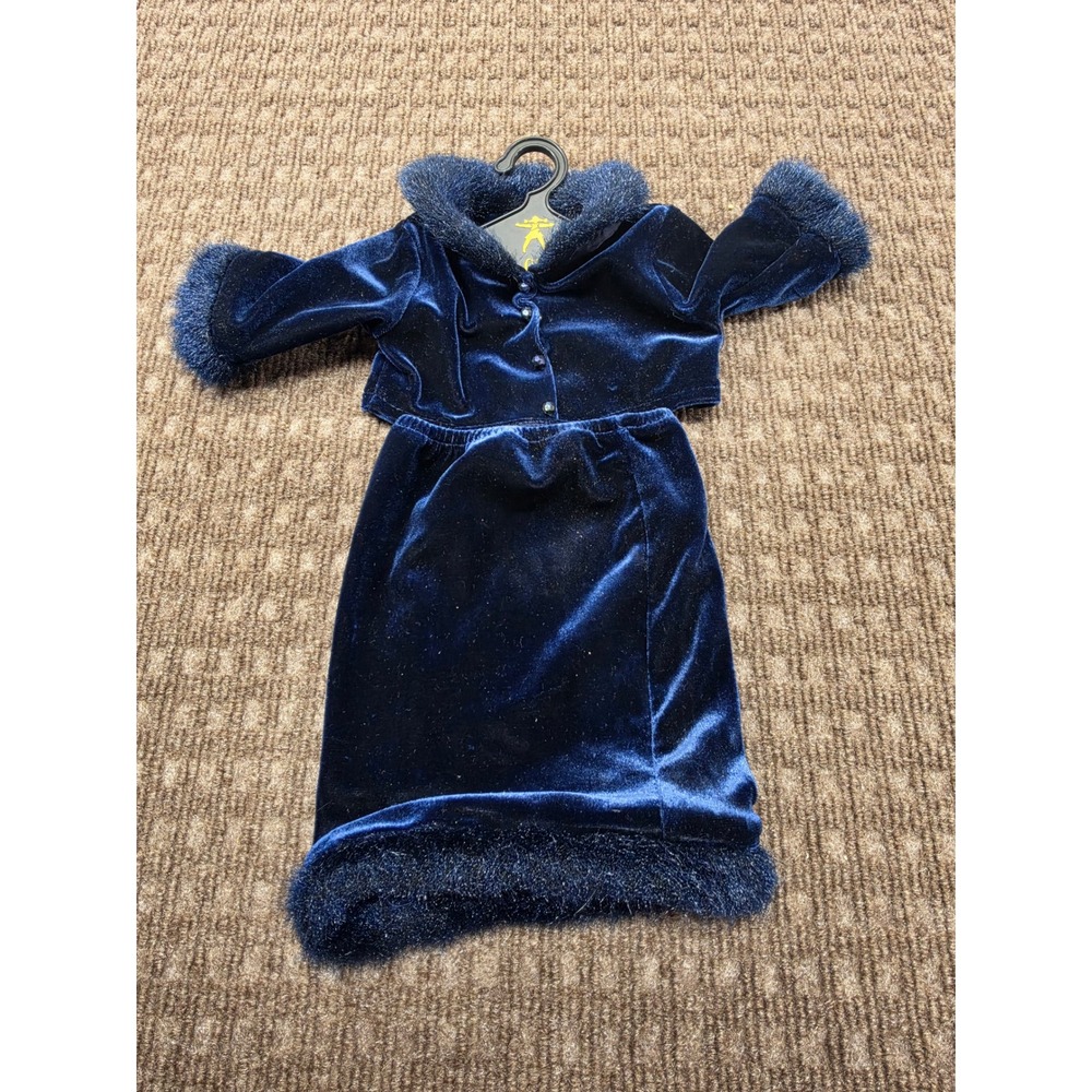 American Girl Doll Holiday 2000 Twilight Outfit Navy Blue Velvet Faux Fur Set
